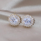 Zircon Round Earrings Women's Daily Work Accessories