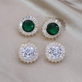Zircon Round Earrings Women's Daily Work Accessories