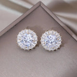 Zircon Round Earrings Women's Daily Work Accessories