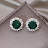 Zircon Round Earrings Women's Daily Work Accessories