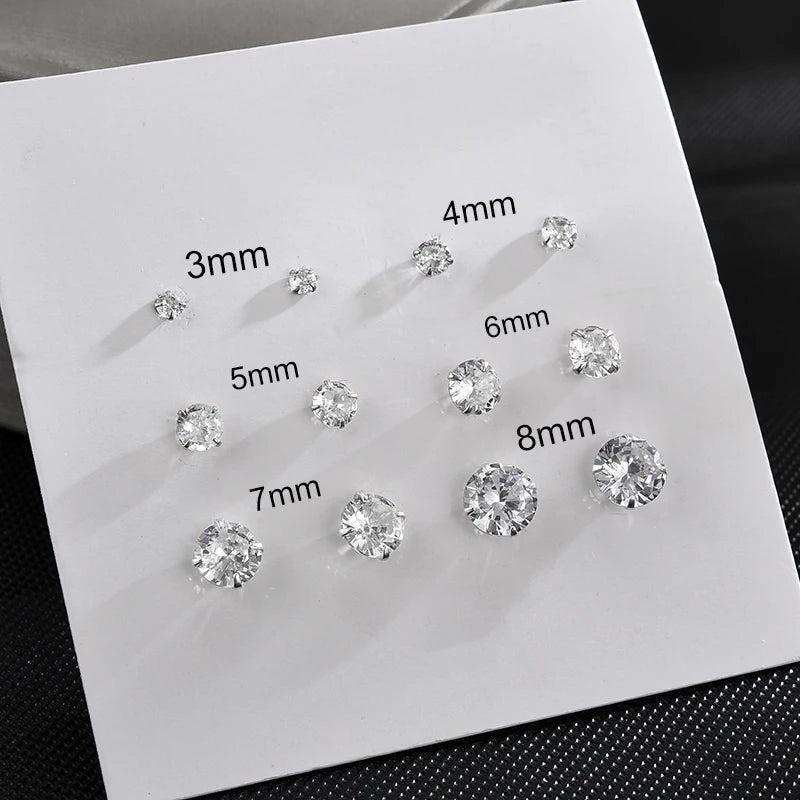 925 Silver 6 Pairs Earrings Set Charming Ladies Jewellery Accessories