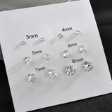 925 Silver 6 Pairs Earrings Set Charming Ladies Jewellery Accessories