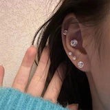 925 Silver 6 Pairs Earrings Set Charming Ladies Jewellery Accessories