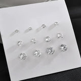 925 Silver 6 Pairs Earrings Set Charming Ladies Jewellery Accessories