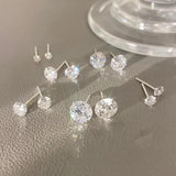 925 Silver 6 Pairs Earrings Set Charming Ladies Jewellery Accessories