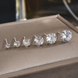 925 Silver 6 Pairs Earrings Set Charming Ladies Jewellery Accessories