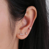 S925 Sterling Silver Stud Earring 3pcs/Set Zircon Ear Rings for Women