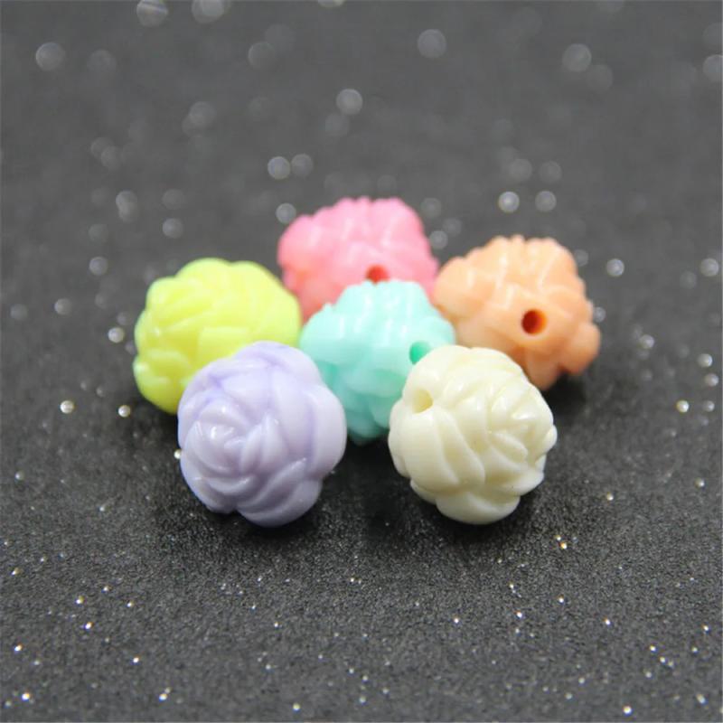 100pcs 14mm Mixed Acrylic Rose Flower Beads Jewelry Accessory