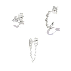 Colorful Zircon Charm Dangle Earrings Set Crystal Flower Heart