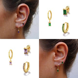Colorful Zircon Charm Dangle Earrings Set Crystal Flower Heart