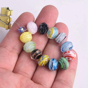 12x8mm Faceted Opaque Lampwork Glass Spacer Beads