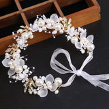 Bohemian Girls Pearl Hair Headdress Flower Wreath Headband