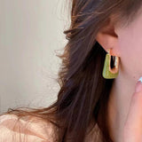 French Romance V U Letter Pendant Earrings Acrylic Retro Charm Women's Jewelry