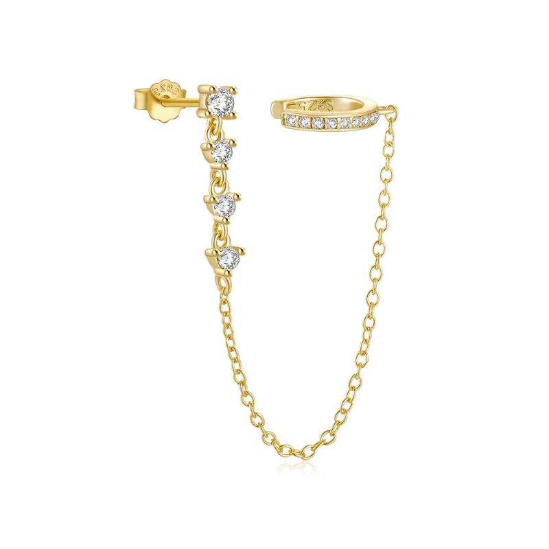 Sterling Silver Single-row Tassel Ear Clip Earrings For Women Girl