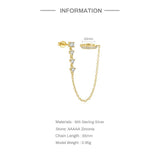 Sterling Silver Single-row Tassel Ear Clip Earrings For Women Girl