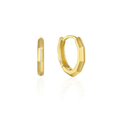 925 Silver Geometric Polygon Huggie Earrings 18K Plated Hoops