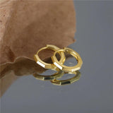925 Silver Geometric Polygon Huggie Earrings 18K Plated Hoops