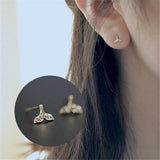 925 Silver Whale Tail Stud Earrings 14k Plating Crystal Romantic Birthday Gift