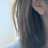 925 Silver Whale Tail Stud Earrings 14k Plating Crystal Romantic Birthday Gift