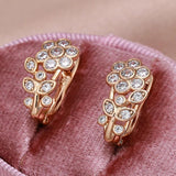 Rose Plated Zircon Clip Earrings Twig Hearts & Arrows Fine Hoops