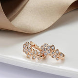 Rose Plated Zircon Clip Earrings Twig Hearts & Arrows Fine Hoops