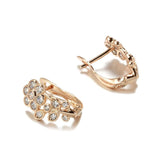Rose Plated Zircon Clip Earrings Twig Hearts & Arrows Fine Hoops