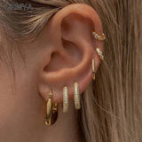 CZ Zircon Plated Hoop Stud Dangle Earrings for Women