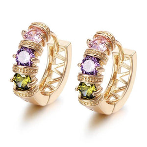Multicolor Hoop Earrings 18k Zircon Jewelry for Women