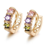 Multicolor Hoop Earrings 18k Zircon Jewelry for Women