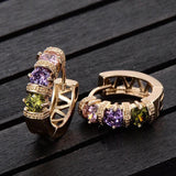 Multicolor Hoop Earrings 18k Zircon Jewelry for Women