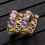 Multicolor Hoop Earrings 18k Zircon Jewelry for Women