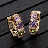 Multicolor Hoop Earrings 18k Zircon Jewelry for Women