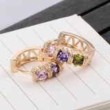 Multicolor Hoop Earrings 18k Zircon Jewelry for Women