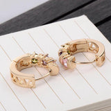 Multicolor Hoop Earrings 18k Zircon Jewelry for Women