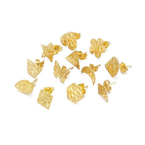 10pcs Stainless Steel Embossed Earrings Stud Settings DIY Jewelry Making