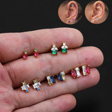 3pair Mini CZ Geometric Stud Earrings Set Crystal Piercing for Women Girls