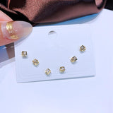 3 Pairs/Set CZ Crystal Flower Butterfly Stud Earrings Women Jewelry