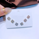3 Pairs/Set CZ Crystal Flower Butterfly Stud Earrings Women Jewelry