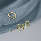 3pcs 925 Sterling Silver Hoop Earrings Set for Women Huggie Earring