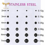 Solid Steel Ball Earrings Set Stainless Steel Ear Piercing Stud Jewelry