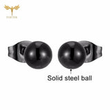 Solid Steel Ball Earrings Set Stainless Steel Ear Piercing Stud Jewelry