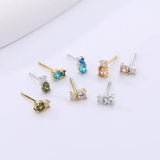 QINHONG 3Pc/Set 925 Silver Asymmetric Zircon Tassel Stud Earrings
