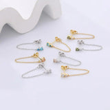 QINHONG 3Pc/Set 925 Silver Asymmetric Zircon Tassel Stud Earrings