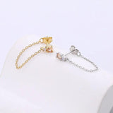 QINHONG 3Pc/Set 925 Silver Asymmetric Zircon Tassel Stud Earrings