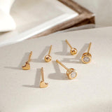 Cubic Zircon Heart Stud Earrings Set 6-pc S-E1234