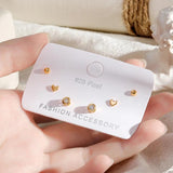 Cubic Zircon Heart Stud Earrings Set 6-pc S-E1234