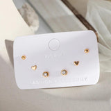 Cubic Zircon Heart Stud Earrings Set 6-pc S-E1234