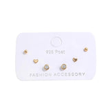Cubic Zircon Heart Stud Earrings Set 6-pc S-E1234