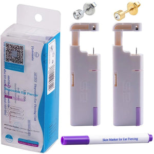 2PCS Sterilized Ear Nail Gun Disposable Aseptic Portable Piercing Tools