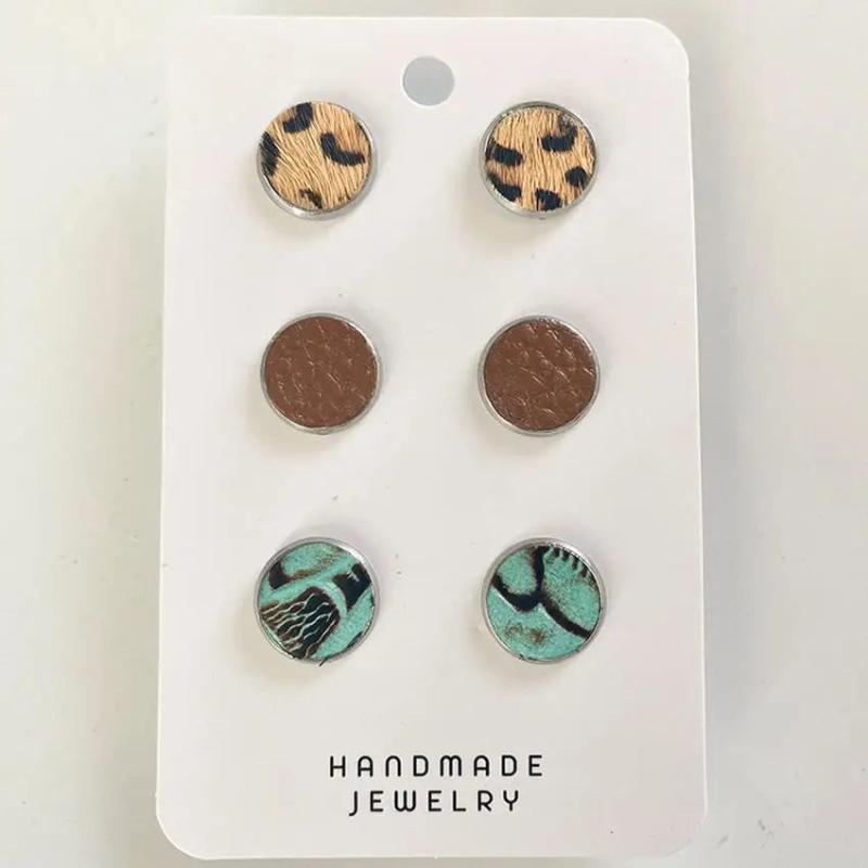 Mini Leather Dot Earrings Set for Women Multitudinous Stud Jewelry